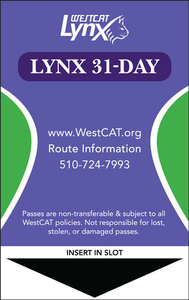 LYNX 31-Day Pass General Public (Age 6-64)